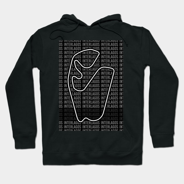 Interlagos - F1 Circuit - Black and White Hoodie by GreazyL